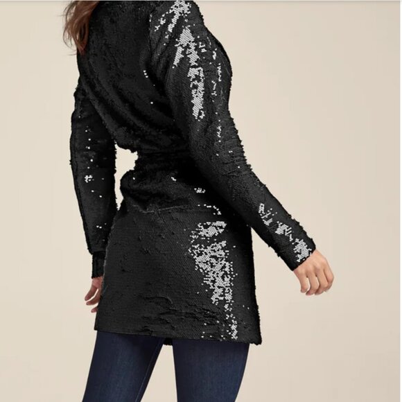 Allover Black SEQUIN BELTED BLAZER🔥🔥 NWT - Picture 2 of 5